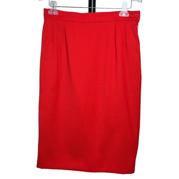 Vintage YSL Encore Size 10 Wool Two Piece Suit Red 90s Power Glam Office Bold - Picture 5 of 16